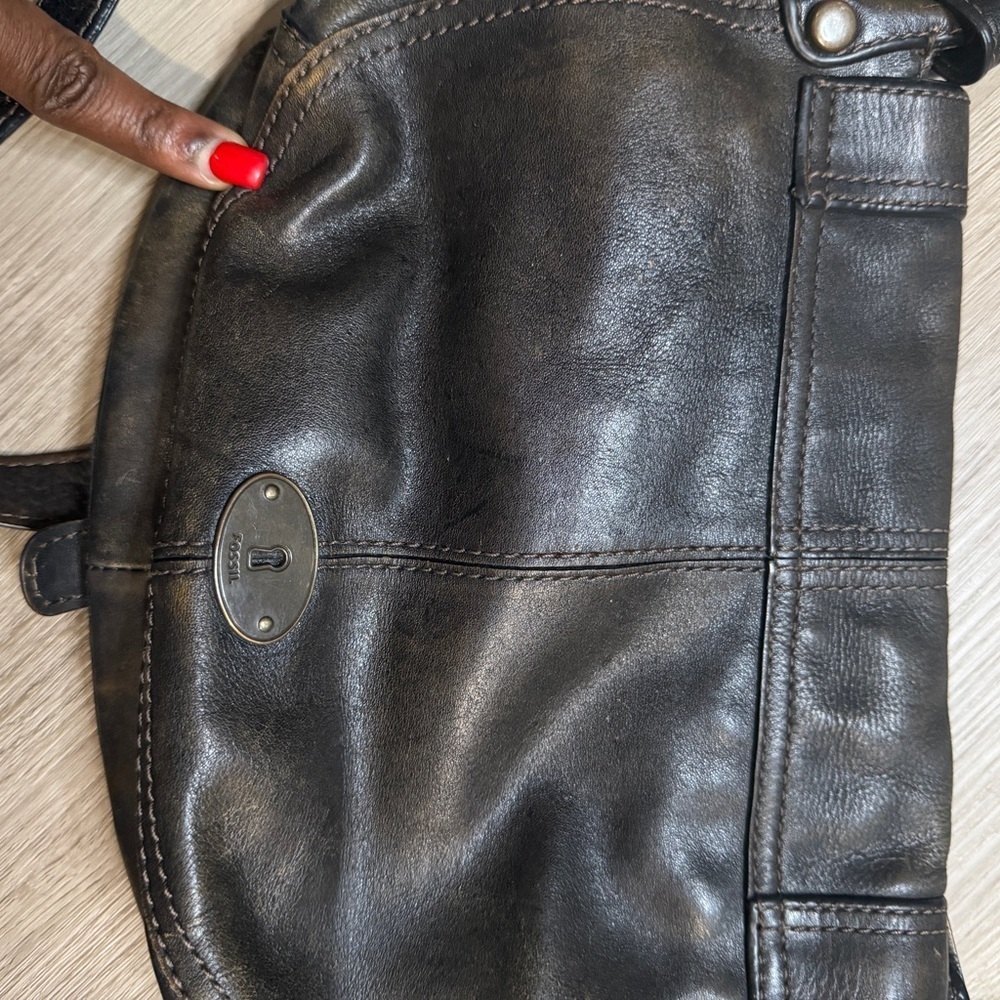 Vintage Elegant Black Leather Shoulder Bag - Picture 9 of 12